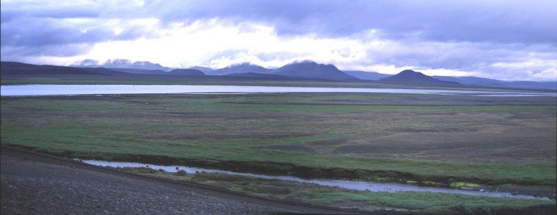 Blick von der Hütte auf die Jökulsá á Fjöllum